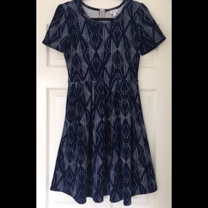 LuLaRoe | S Amelia dress - navy w/white design EUC